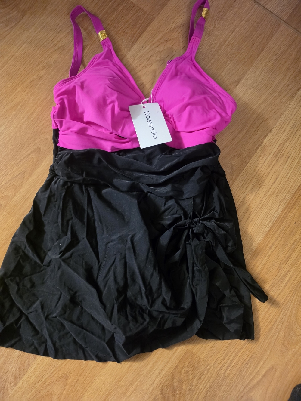 Bolsamila Pink & Black Two-Tone Swimdress